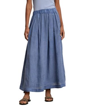 Velvet By Graham & Spencer Linda Linen Skirt - Blue