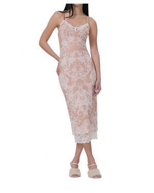 AFRM Nissa Nude Mesh Baroque Wallpaper Print Mesh Slip Dress - Multicolor