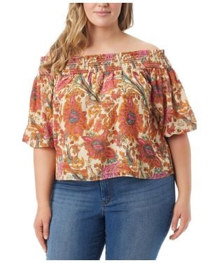 Jessica Simpson Trendy Rosiya Off-The-Shoulder Dress Apricot Fts1077 - Red