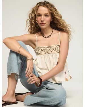Lucky Brand Beaded Yoke Swing Tank - Gray