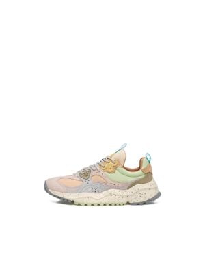 Flower Mountain Layered Pastel Sneakers With Textured Outsole - White