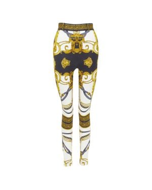 Versace Rodeo Barocco Baroque Harness Legging Pants It40 S - Metallic