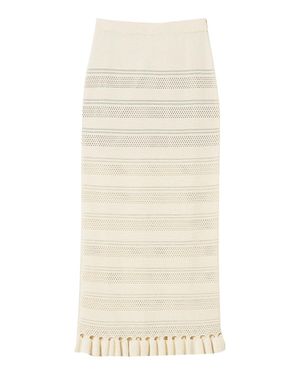 Twinset Knit Skirt With Punched Detailing - Natural