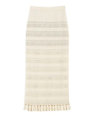 Twinset Knit Skirt With Punched Detailing - Natural