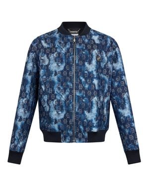 Philipp Plein Jacquard Denim Bomber Monogram - Blue