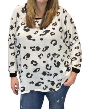 Honeyme Animal Print Waffle Shirt - Gray