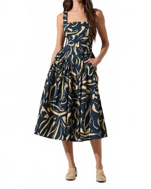Astr Vinya Drop Waist Midi Dress - Black