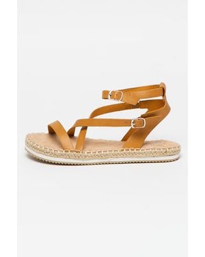 Bullboxer Yoco Sandals Natural Leather Strappy Ankle Strap Khd518 - Metallic