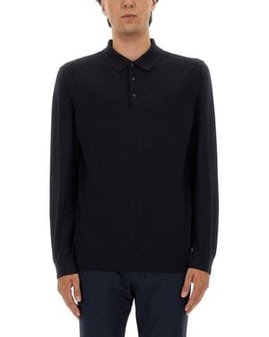 BOSS Classic Knitted Polo With Three-Button Placket - Blue