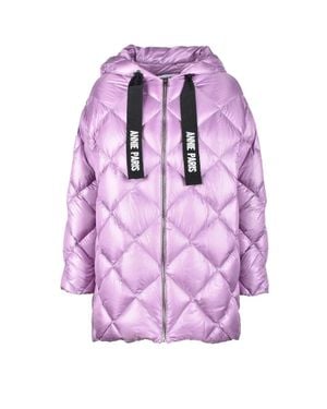 ANNIE PARIS Boxy Quilted Down Jacket With Hood - Pink