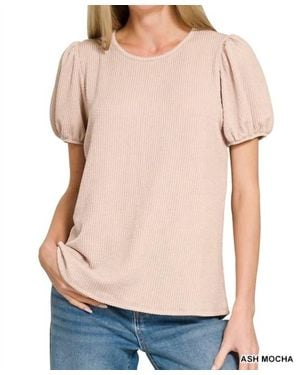 Zenana Puff Sleeve Corded Shirt - Multicolor