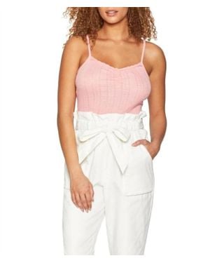 BCBGeneration Pointelle Lace Trim Tank Top - White