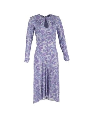 Isabel Marant Telima Cutout Ruched Paisley-Print Crepe Dress - Blue