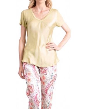 Gigi Moda Nola Satin Scoop Neck Tee - Natural