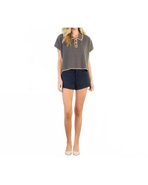 Thml Cap Sleeve Collared Sweater - Blue