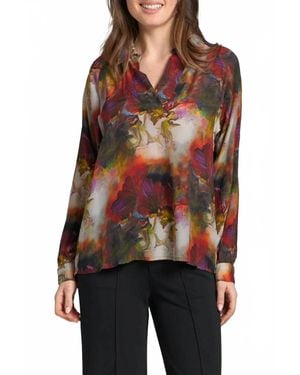 Apny Half Placket Pullover Blouse - Red
