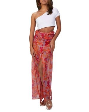 Amir Slama Tropical Georgette Skirt - Red