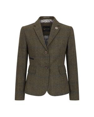 Oliver Tweed Infinity Leather Tailored Fit Tweed Blazer - Green
