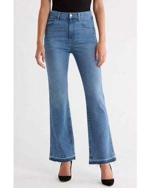 eTica Willow High Waist Release Hem Ankle Slim Bootcut Jeans - Blue