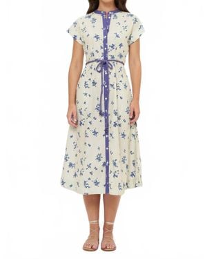 Oliphant Cap Sleeve Shirt Midi Dress - Multicolor