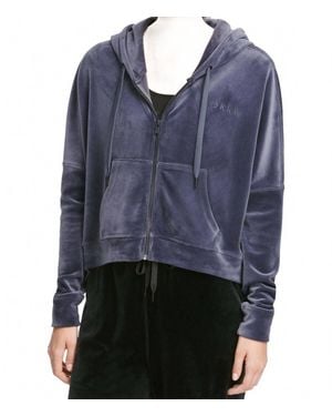 DKNY Sport Velour Full-Zip Hoodie - Blue