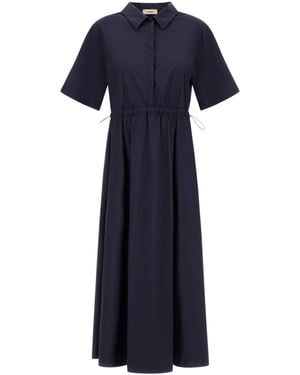 Herno Midi Dress With Classic Shirt Collar - Blue