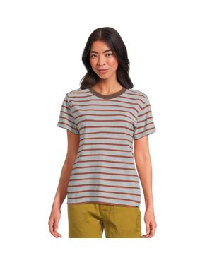 Prana Cozy Up T-Shirt Saltwater Stripe Short Sleeve Crew Neck Gbo1972 - Gray