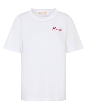 Marni Short-Sleeve T-Shirt With Elegant Embroidered Detail - White