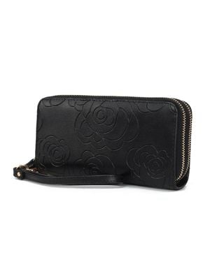 MKF Collection by Mia K Ellie Genuine Leather Flower-Embossed Wristlet Wallet By Mia K - Black