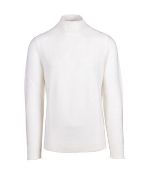Kangra Mock Neck Pullover With Volcano Collar - White