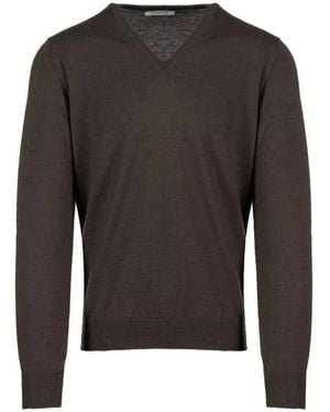 Gran Sasso Deep V-Neck 100% Wool Pullover - Gray