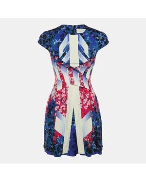 Peter Pilotto Abstract Print Silk Mira Mini Dress - Blue