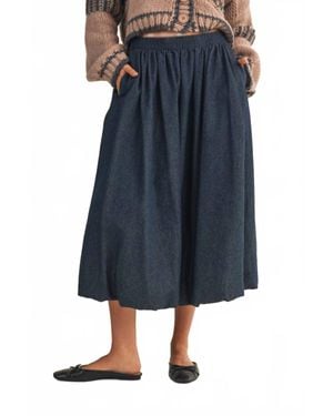 Klesis Denim Balloon Midi Skirt - Blue