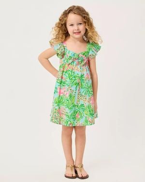 Lilly Pulitzer Lilly Janie And Jack Girls Anika Bow Dress - Green