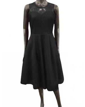 Gracia Stripe Mesh Cocktail Dress - Black