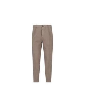 Incotex Tailored Straight Leg Pants With Buttoned Welt Pockets - Natural