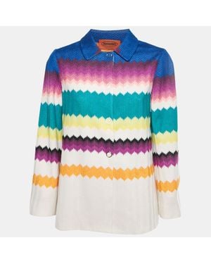 Missoni Zig Zag Knit Button Front Jacket - Blue