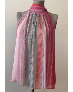 ecru Pleated Halter Top - Multicolor