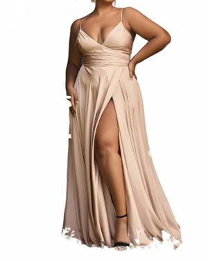 Cinderella Divine Soft Satin Sweetheart Long Dress - Brown