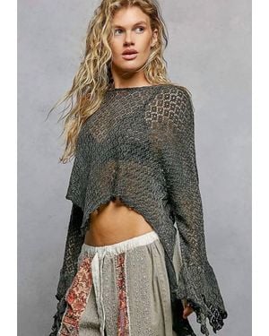 Pol Oversized Knit Crop Top - Gray