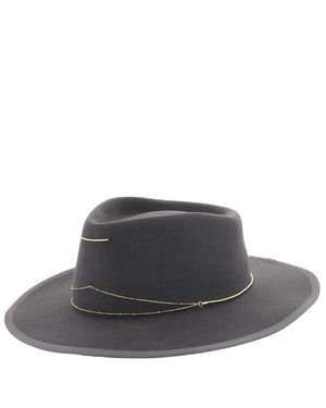 Van Palma Anna Draped Chain Merino Wool Fedora - Black