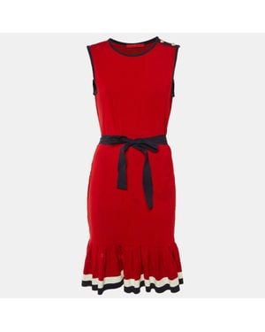 Carolina Herrera Jersey Flounced Hem Short Dress - Red