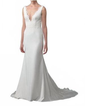 CASABLANCA V-Neck Wedding Dress - Gray