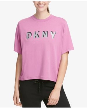 DKNY Sport Logo Cropped T-Shirt - Pink