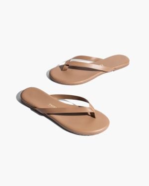 TKEES Boyfriend Flip Flop Beach Bum Leather Slip On Sandals Ver653 - White