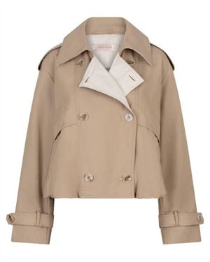 EsQualo Short Double-Breasted Trench Coat - Natural
