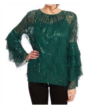 Eva Franco Sequin Fringe Top - Green
