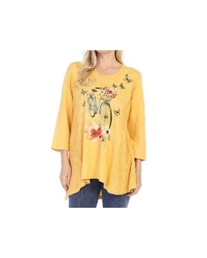 Jess & Jane Maybe Wave Knit Mineral Washed Tunic - Yellow