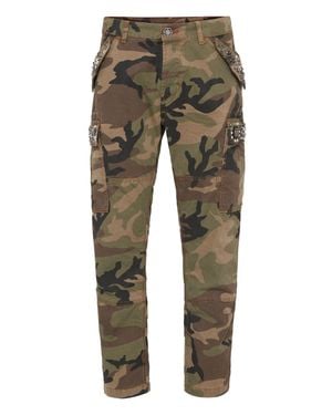 Philipp Plein Denim Cargo Pants Studs - Green