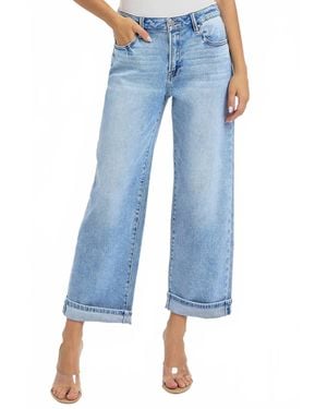 Risen High Rise Ankle Boyfriend Cuffed Jeans - Blue